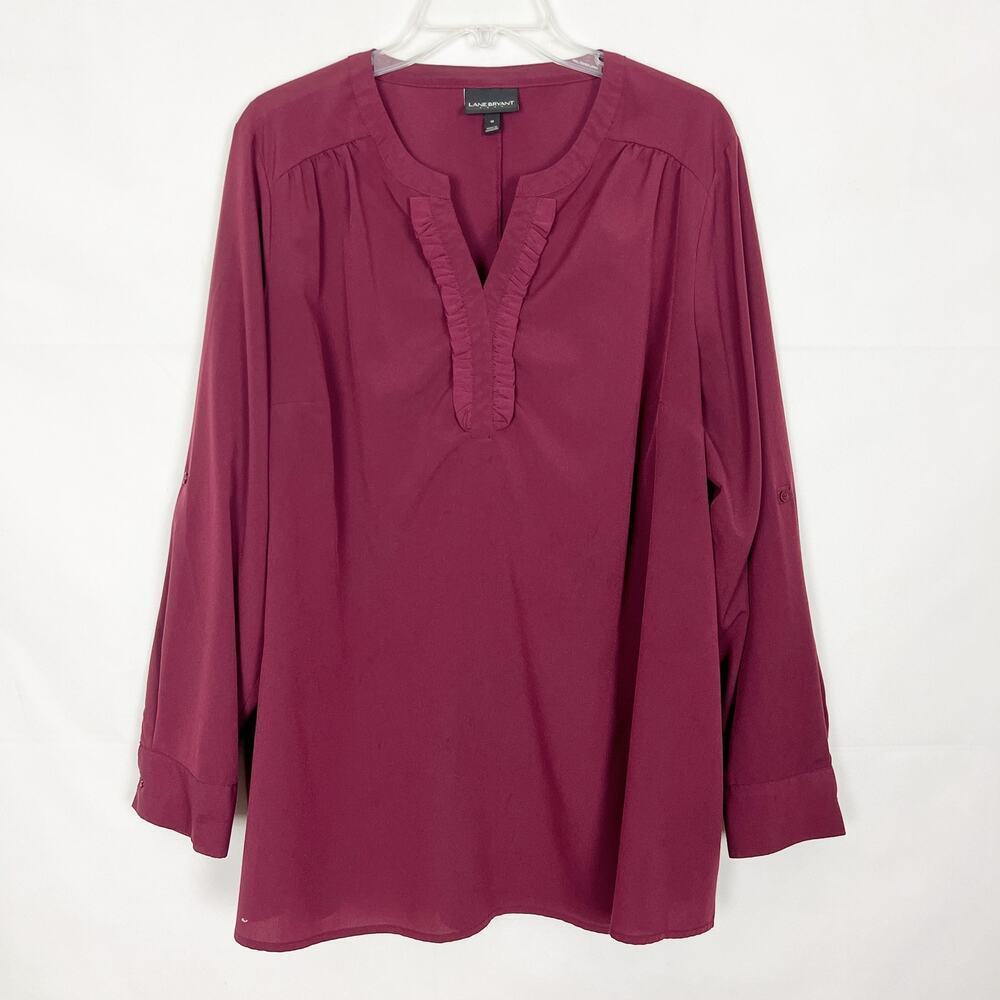 Lane Bryant Burgundy Long Sleeve Top Size 18
